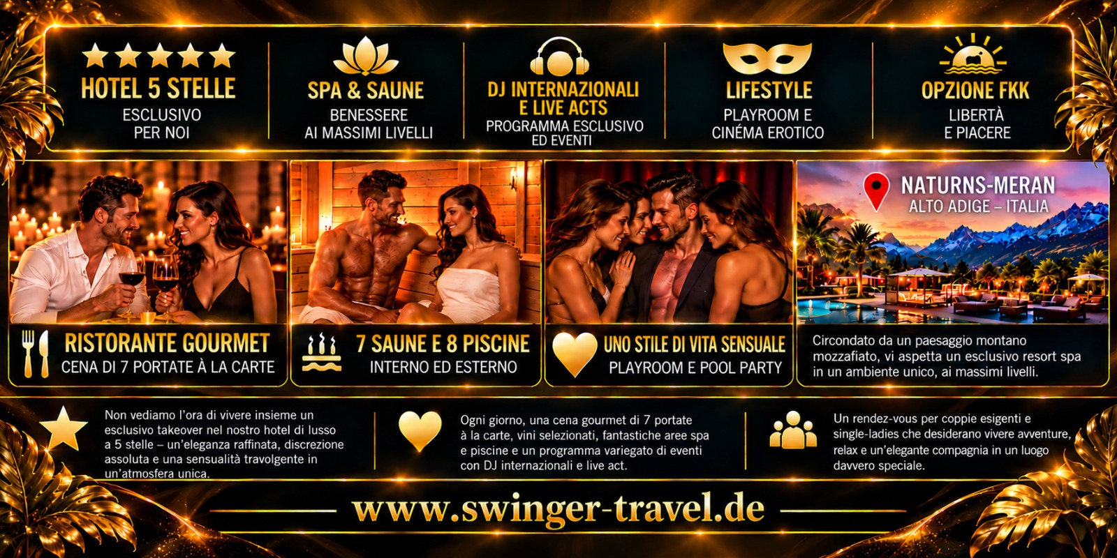 Ausstattung und Impressionen: Gourmet-Restaurant, Saunen und Pools, Lifestyle, Lage Naturns-Meran